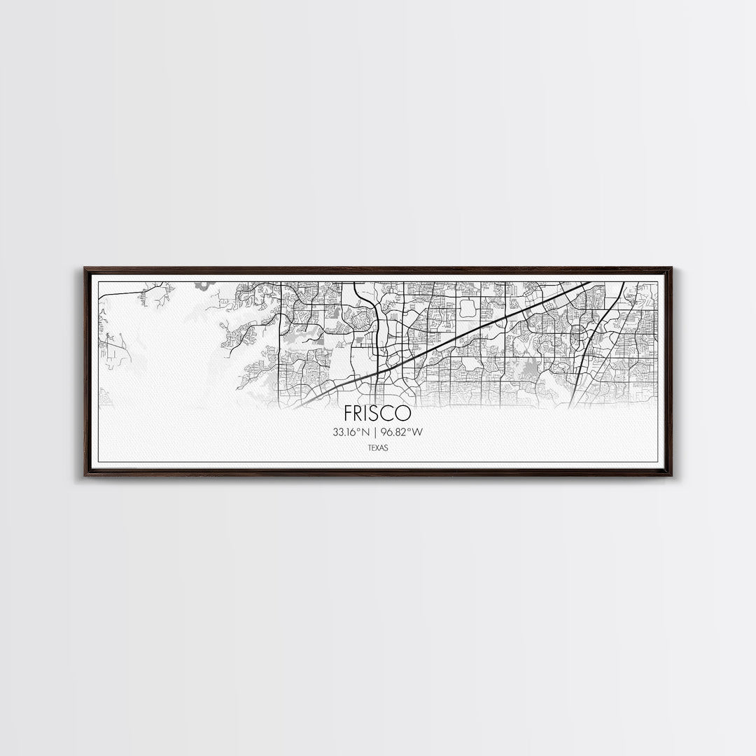 Panoramic Frisco City Map, Texas Art, Map Print, Minimalist Wall Art, Canvas Art, Housewarming Gift, Street Map Art, Closing Gift