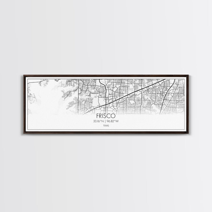 Panoramic Frisco City Map, Texas Art, Map Print, Minimalist Wall Art, Canvas Art, Housewarming Gift, Street Map Art, Closing Gift