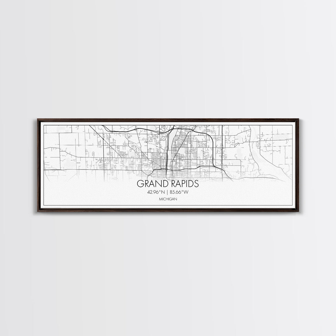 Panoramic Grand Rapids City Map, Michigan Art, Map Print, Minimalist Wall Art, Canvas Art, Housewarming Gift, Street Map Art, Closing Gift