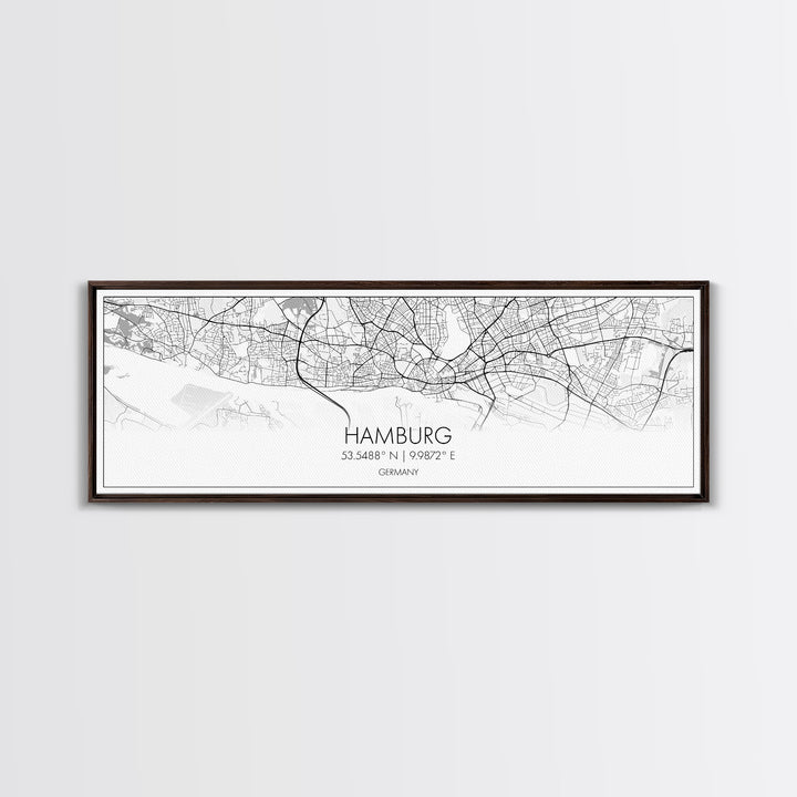 Panoramic Hamburg City Map, Germany Art, Map Print, Minimalist Wall Art, Canvas Art, Housewarming Gift, Street Map Art, Closing Gift