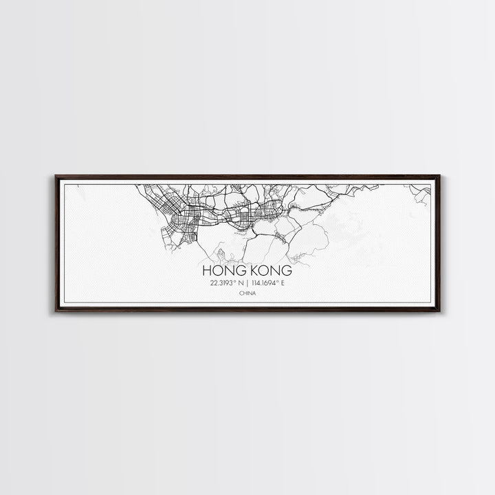 Panoramic Hong Kong City Map, China Art, Map Print, Minimalist Wall Art, Canvas Art, Housewarming Gift, Street Map Art, Closing Gift