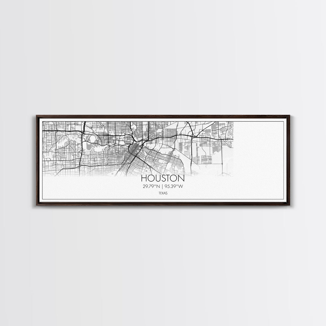 Panoramic Houston City Map, Texas Art, Map Print, Minimalist Wall Art, Canvas Art, Housewarming Gift, Street Map Art, Closing Gift