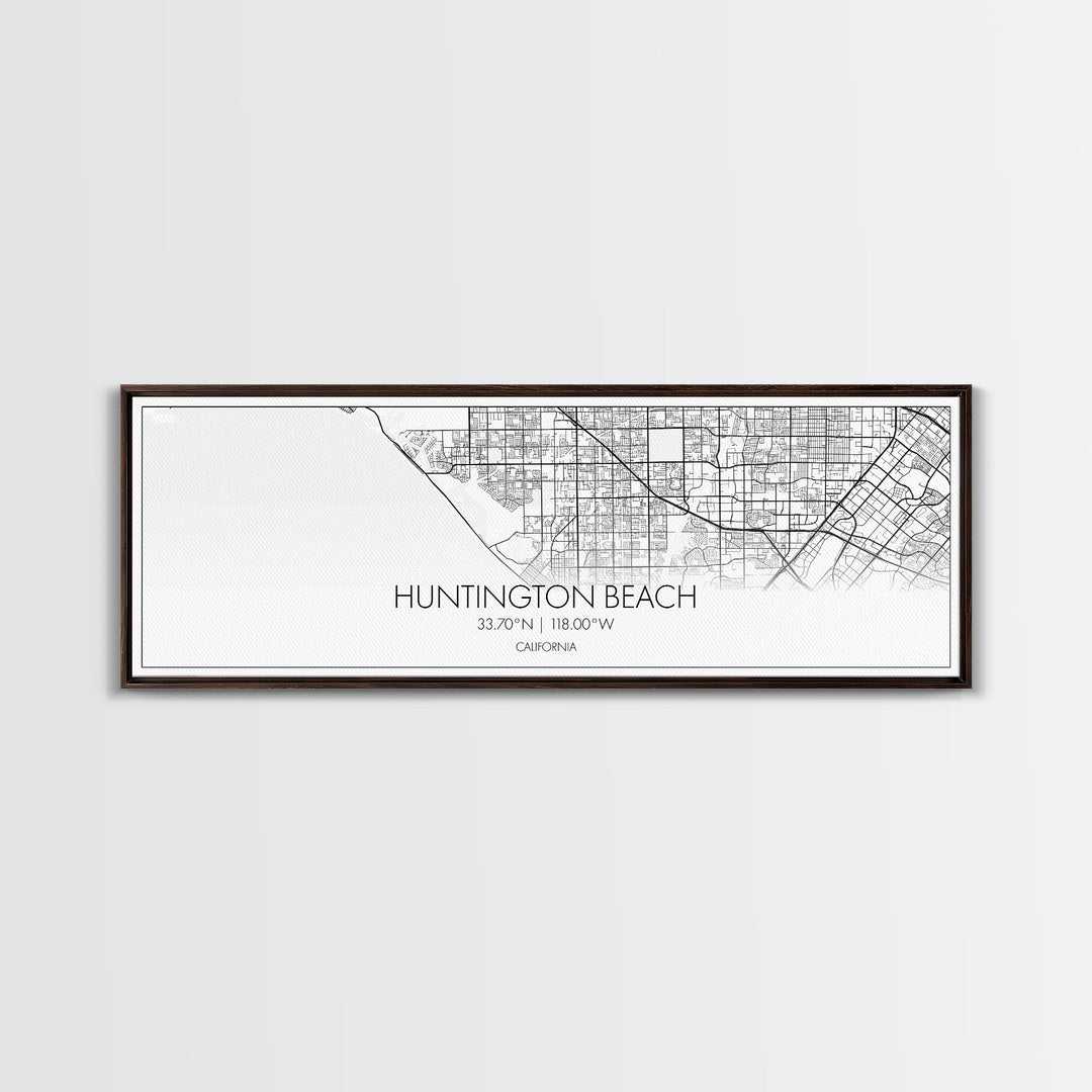 Panoramic Huntington Beach City Map, California Art, Map Print, Minimalist Wall Art, Canvas Art, Housewarming Gift, Street Map, Closing Gift