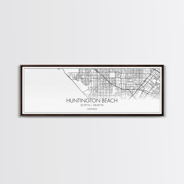 Panoramic Huntington Beach City Map, California Art, Map Print, Minimalist Wall Art, Canvas Art, Housewarming Gift, Street Map, Closing Gift