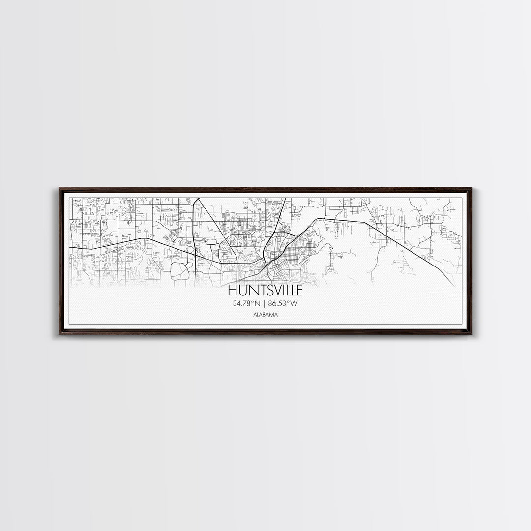 Panoramic Huntsville City Map, Alabama Art, Map Print, Minimalist Wall Art, Canvas Art, Housewarming Gift, Street Map Art, Closing Gift