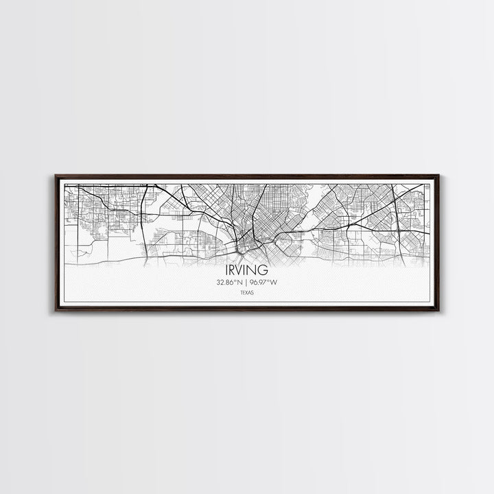 Panoramic Irving City Map, Texas Art, Map Print, Minimalist Wall Art, Canvas Art, Housewarming Gift, Street Map Art, Closing Gift