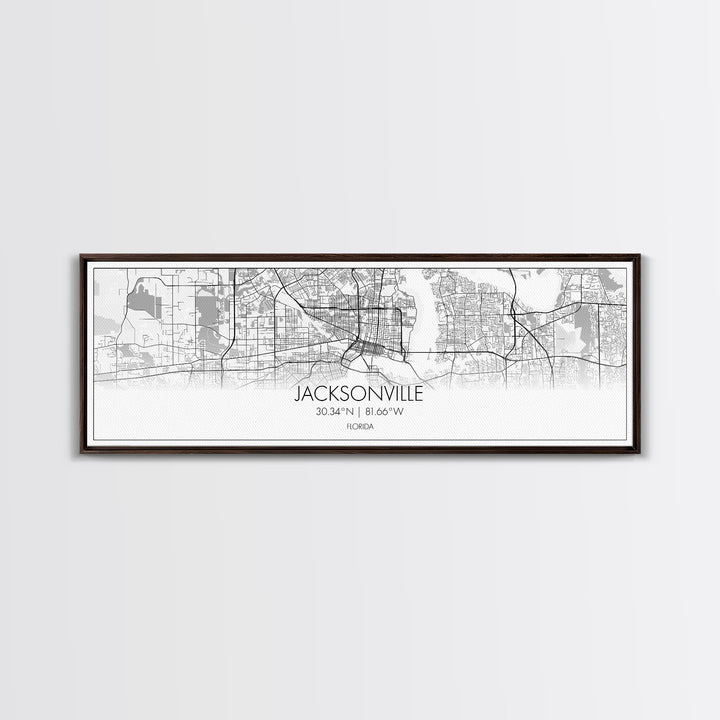 Panoramic Jacksonville City Map, Florida Art, Map Print, Minimalist Wall Art, Canvas Art, Housewarming Gift, Street Map Art, Closing Gift