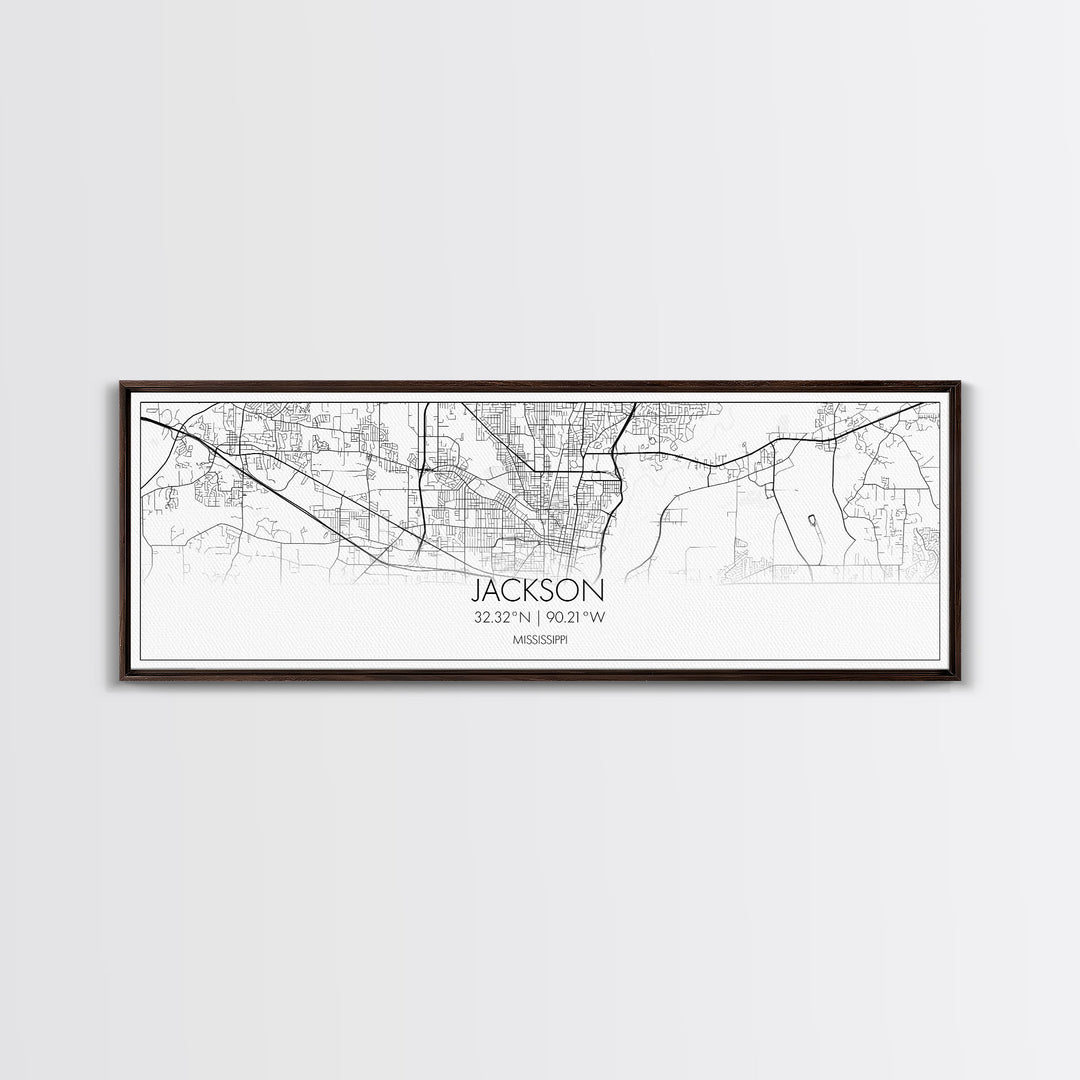 Panoramic Jackson City Map, Mississippi Art, Map Print, Minimalist Wall Art, Canvas Art, Housewarming Gift, Street Map Art, Closing Gift