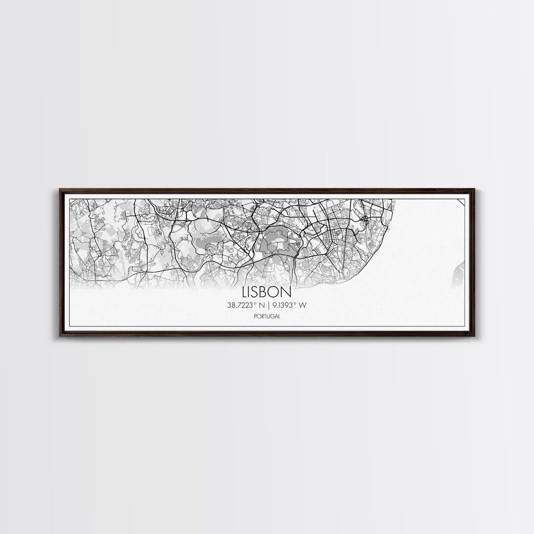 Panoramic Lisbon City Map, Portugal Art, Map Print, Minimalist Wall Art, Canvas Art, Housewarming Gift, Street Map Art, Closing Gift