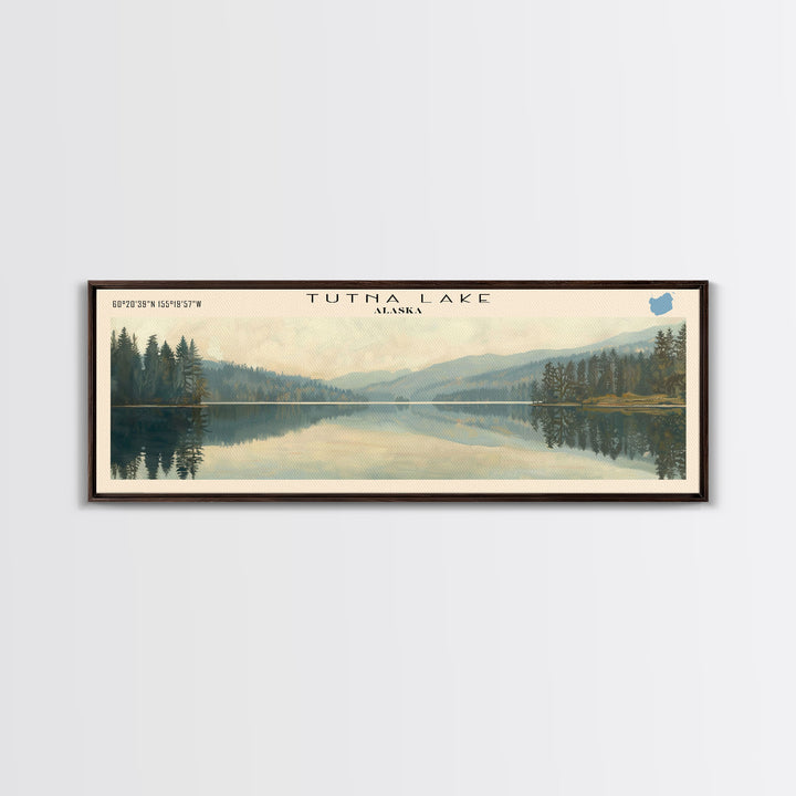 Tutna Lake Panoramic Wall Art, Framed Canvas Print, Lake House Decor, Travel Poster, Beautiful Lake Scene, Bedroom Decor