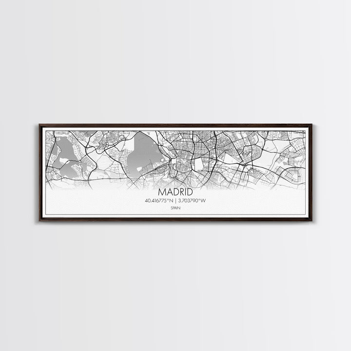 Panoramic Madrid City Map, Spain Art, Map Print, Minimalist Wall Art, Canvas Art, Housewarming Gift, Street Map Art, Closing Gift