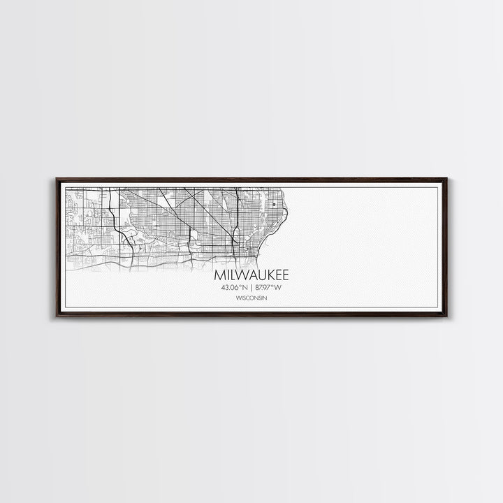 Panoramic Milwaukee City Map, Wisconsin Art, Map Print, Minimalist Wall Art, Canvas Art, Housewarming Gift, Street Map Art, Closing Gift