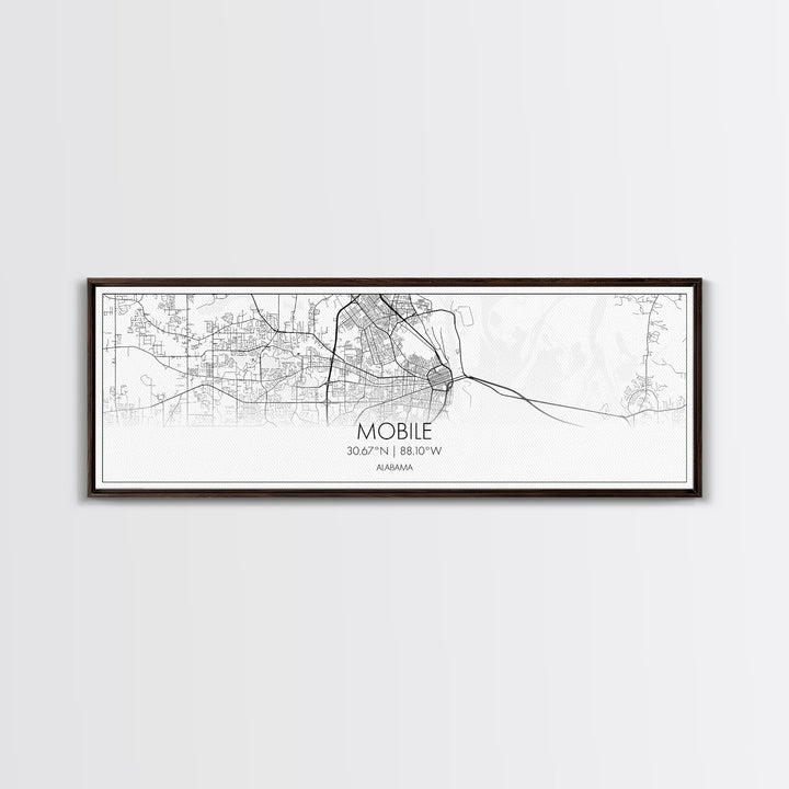 Panoramic Mobile City Map, Alabama Art, Map Print, Minimalist Wall Art, Canvas Art, Housewarming Gift, Street Map Art, Closing Gift