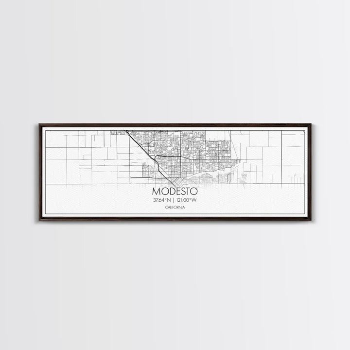 Panoramic Modesto City Map, California Art, Map Print, Minimalist Wall Art, Canvas Art, Housewarming Gift, Street Map Art, Closing Gift