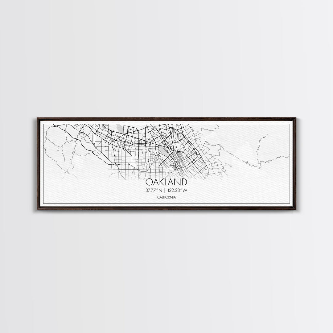 Panoramic Oakland City Map, California Art, Map Print, Minimalist Wall Art, Canvas Art, Housewarming Gift, Street Map Art, Closing Gift