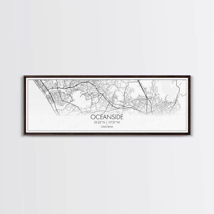 Panoramic Oceanside City Map, California Art, Map Print, Minimalist Wall Art, Canvas Art, Housewarming Gift, Street Map Art, Closing Gift