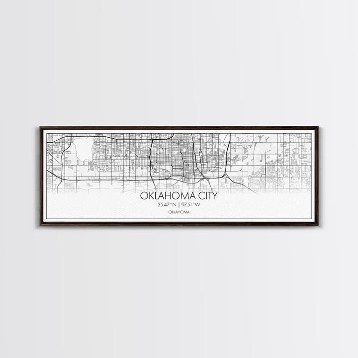 Panoramic Oklahoma City Map, Oklahoma Art, Map Print, Minimalist Wall Art, Canvas Art, Housewarming Gift, Street Map Art, Closing Gift