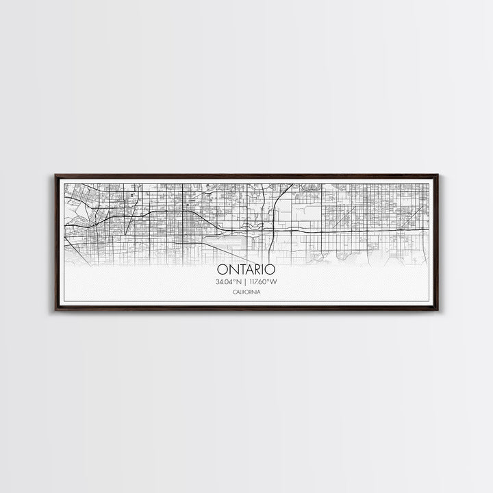 Panoramic Ontario City Map, California Art, Map Print, Minimalist Wall Art, Canvas Art, Housewarming Gift, Street Map Art, Closing Gift