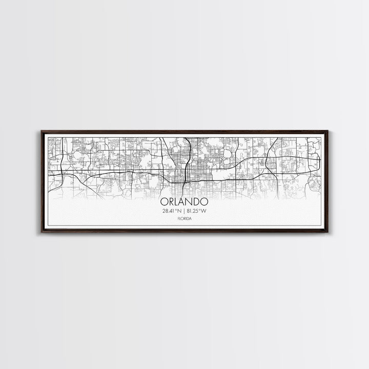 Panoramic Orlando City Map, Florida Art, Map Print, Minimalist Wall Art, Canvas Art, Housewarming Gift, Street Map Art, Closing Gift