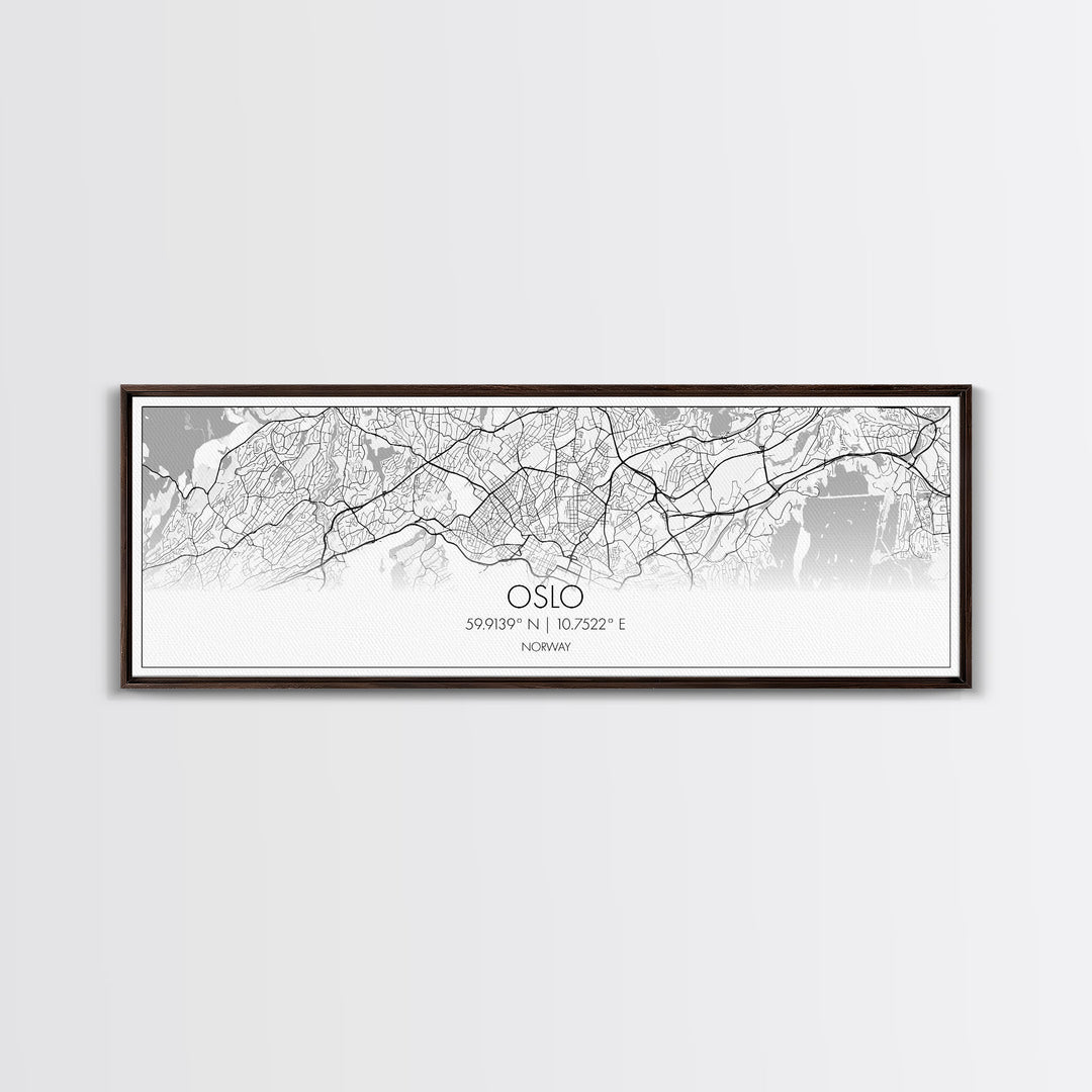 Panoramic Oslo City Map, Norway Art, Map Print, Minimalist Wall Art, Canvas Art, Housewarming Gift, Street Map Art, Closing Gift