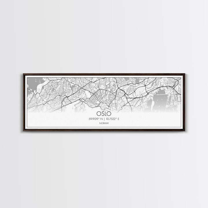 Panoramic Oslo City Map, Norway Art, Map Print, Minimalist Wall Art, Canvas Art, Housewarming Gift, Street Map Art, Closing Gift