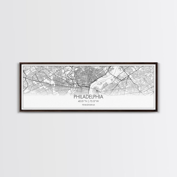 Panoramic Philadelphia City Map, Pennsylvania Art, Map Print, Minimalist Wall Art, Canvas Art, Housewarming Gift, Street Map, Closing Gift