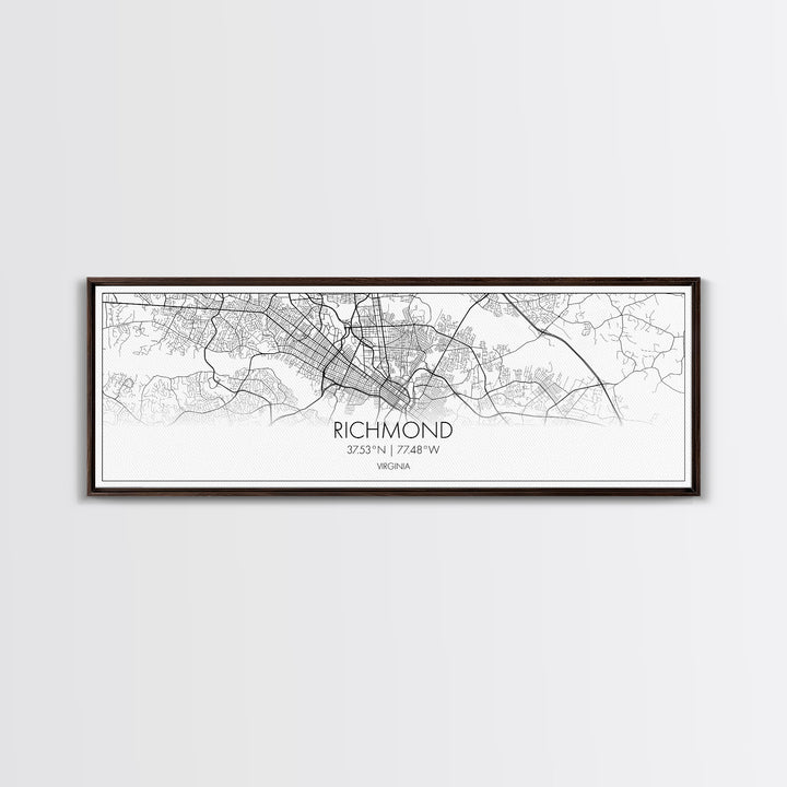 Panoramic Richmond City Map, Virginia Art, Map Print, Minimalist Wall Art, Canvas Art, Housewarming Gift, Street Map Art, Closing Gift