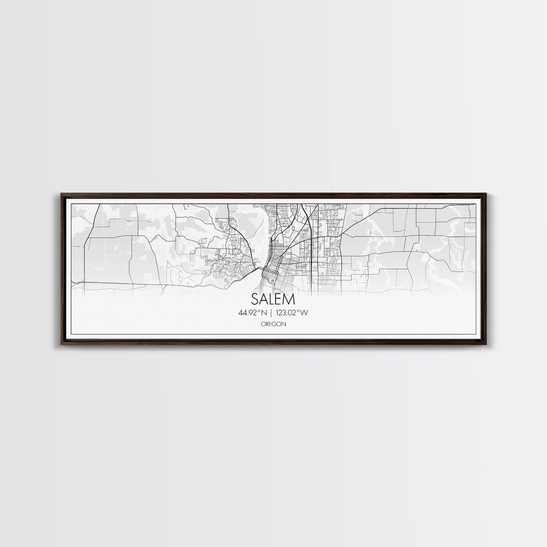 Panoramic Salem City Map, Oregon Art, Map Print, Minimalist Wall Art, Canvas Art, Housewarming Gift, Street Map Art, Closing Gift