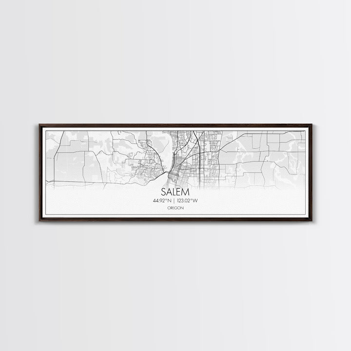 Panoramic Salem City Map, Oregon Art, Map Print, Minimalist Wall Art, Canvas Art, Housewarming Gift, Street Map Art, Closing Gift