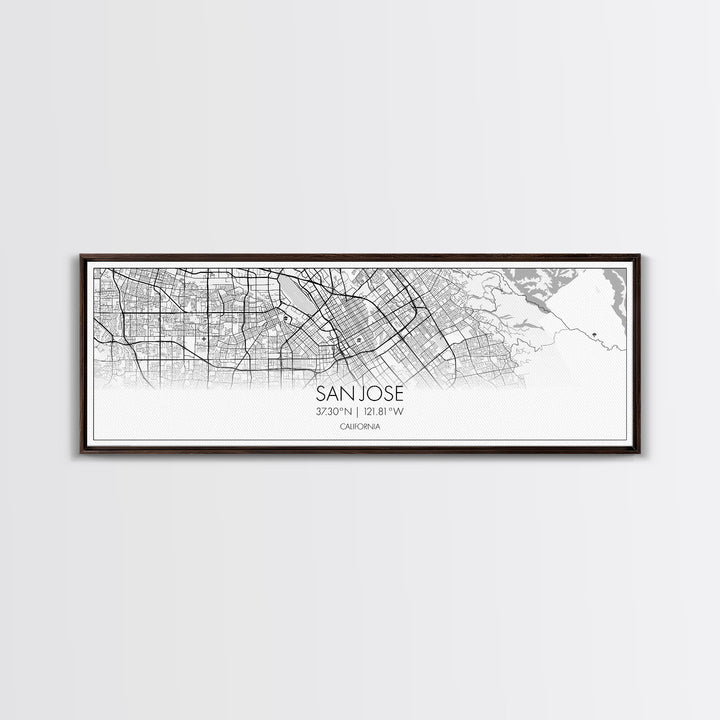 Panoramic San Jose City Map, California Art, Map Print, Minimalist Wall Art, Canvas Art, Housewarming Gift, Street Map Art, Closing Gift