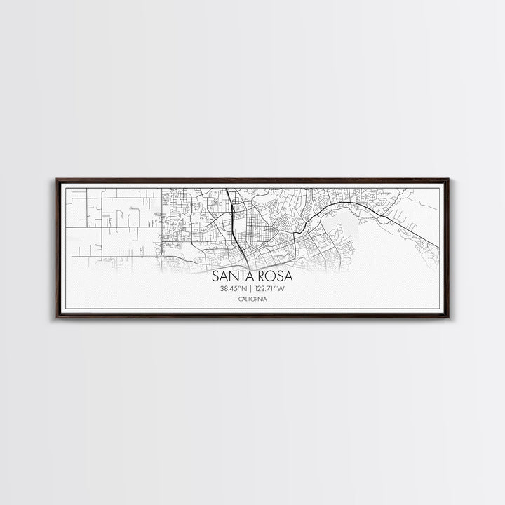 Panoramic Santa Rosa City Map, California Art, Map Print, Minimalist Wall Art, Canvas Art, Housewarming Gift, Street Map Art, Closing Gift