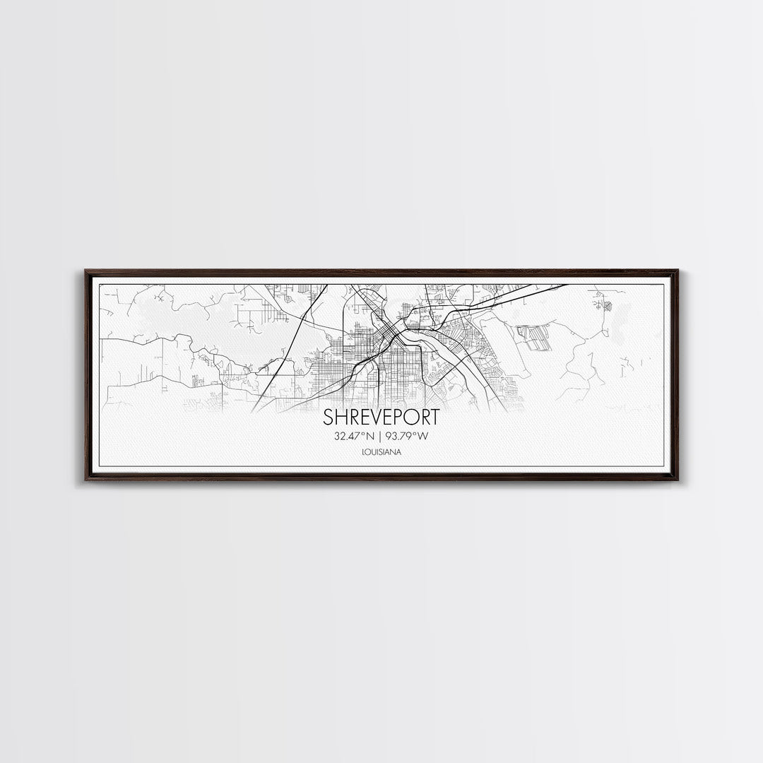 Panoramic Shreveport City Map, Louisiana Art, Map Print, Minimalist Wall Art, Canvas Art, Housewarming Gift, Street Map Art, Closing Gift