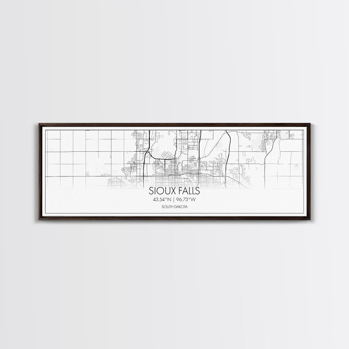 Panoramic Sioux Falls City Map, South Dakota Art, Map Print, Minimalist Wall Art, Canvas Art, Housewarming Gift, Street Map, Closing Gift