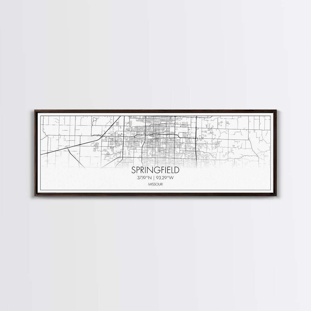 Panoramic Springfield City Map, Missouri Art, Map Print, Minimalist Wall Art, Canvas Art, Housewarming Gift, Street Map Art, Closing Gift