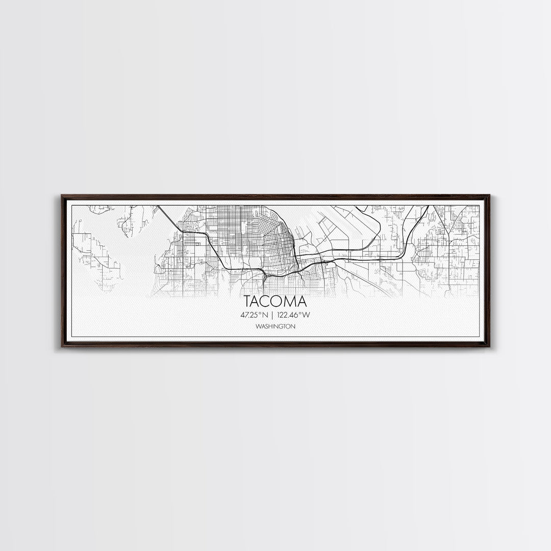 Panoramic Tacoma City Map, Washington Art, Map Print, Minimalist Wall Art, Canvas Art, Housewarming Gift, Street Map Art, Closing Gift