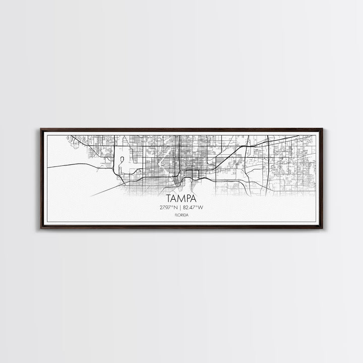 Panoramic Tampa City Map, Florida Art, Map Print, Minimalist Wall Art, Canvas Art, Housewarming Gift, Street Map Art, Closing Gift