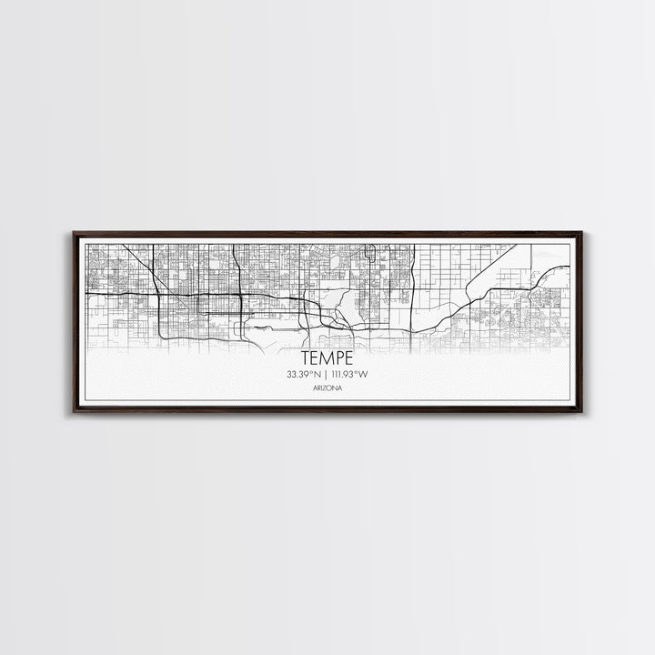 Panoramic Tempe City Map, Arizona Art, Map Print, Minimalist Wall Art, Canvas Art, Housewarming Gift, Street Map Art, Closing Gift