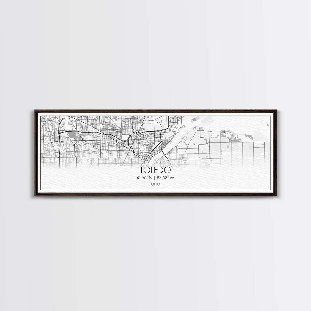 Panoramic Toledo City Map, Ohio Art, Map Print, Minimalist Wall Art, Canvas Art, Housewarming Gift, Street Map Art, Closing Gift