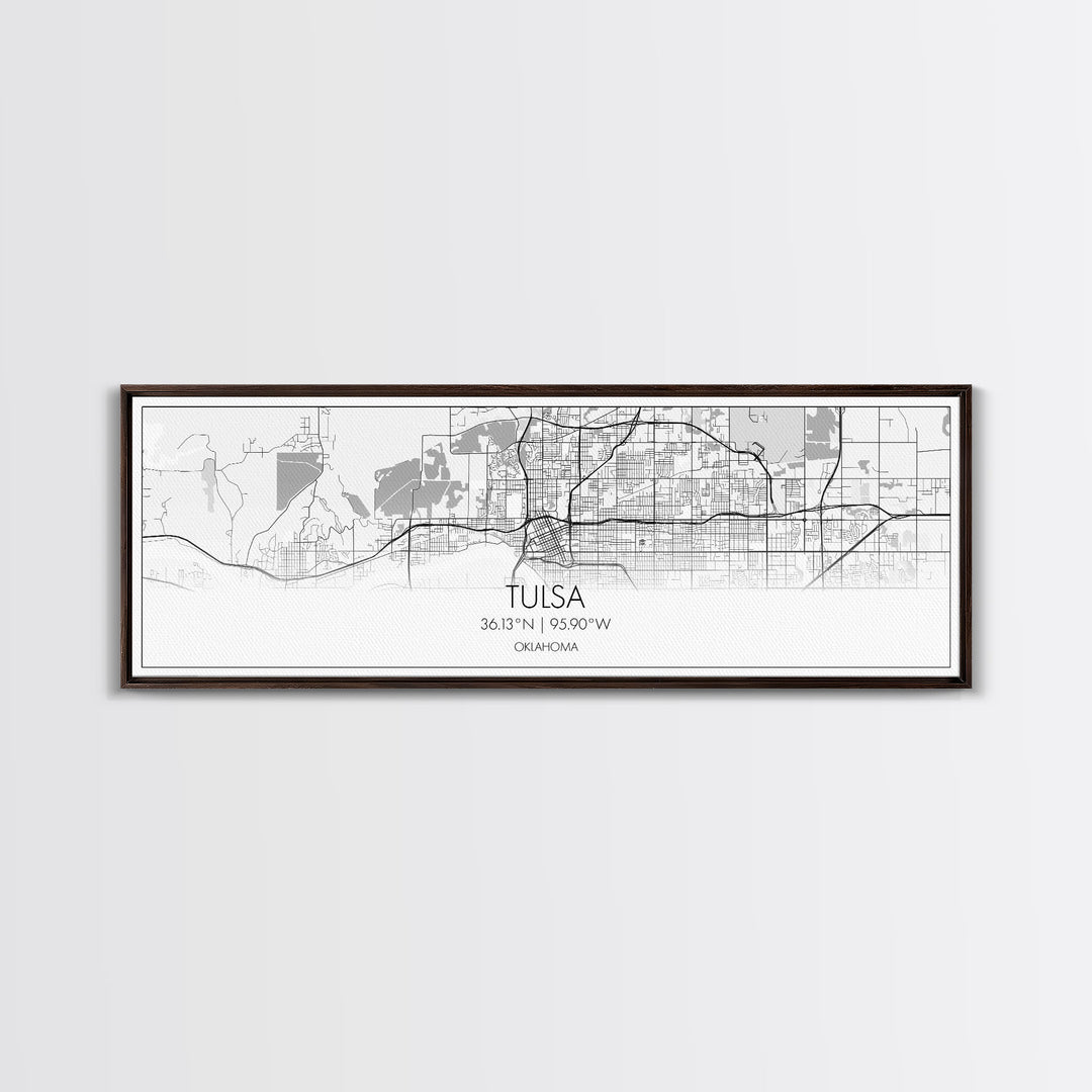 Panoramic Tulsa City Map, Oklahoma Art, Map Print, Minimalist Wall Art, Canvas Art, Housewarming Gift, Street Map Art, Closing Gift