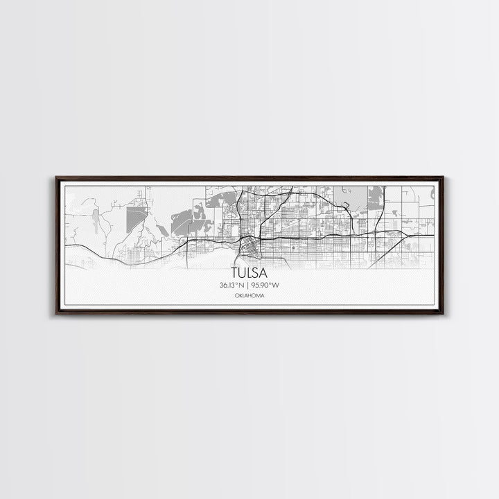 Panoramic Tulsa City Map, Oklahoma Art, Map Print, Minimalist Wall Art, Canvas Art, Housewarming Gift, Street Map Art, Closing Gift