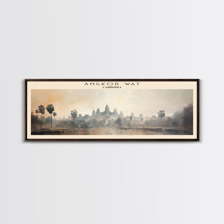 Angkor Wat Cambodia | Framed Travel Poster Canvas Print | Trendy Wall Art | Watercolor Painting | Living Room Art | Unique Art