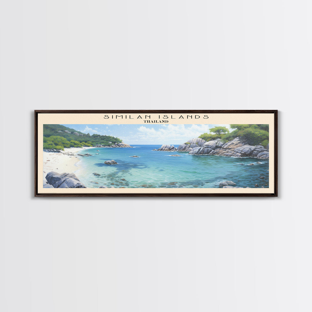 Similan Islands Travel Art Framed Canvas Print, COUNTRY Wall Decor, Home Decor, Travel Poster, Vintage Wall Art, Watercolor Painting