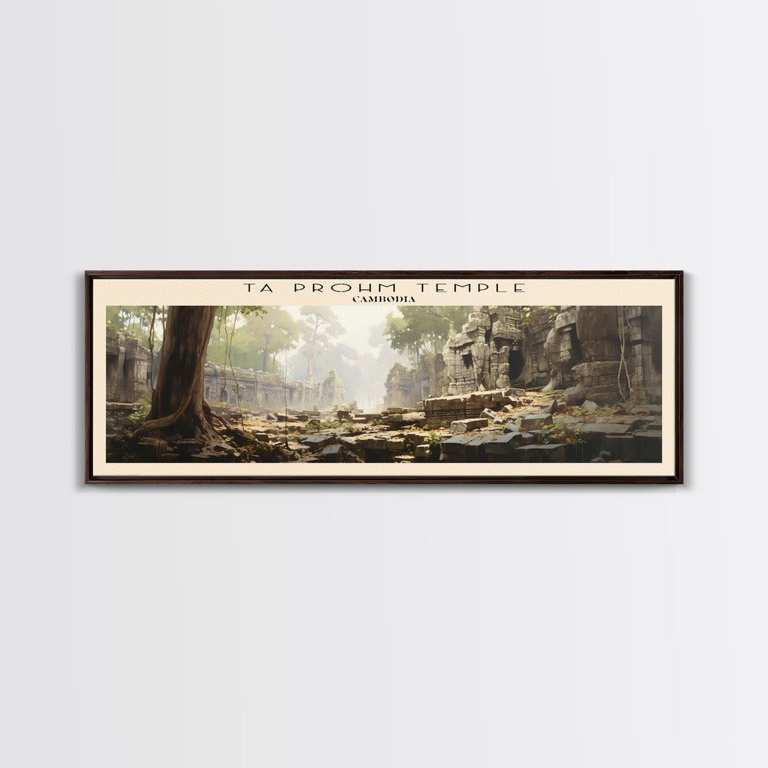 Ta Prohm Temple COUNTRY | Framed Travel Poster Canvas Print | Trendy Wall Art | Watercolor Painting | Living Room Art | Unique Art