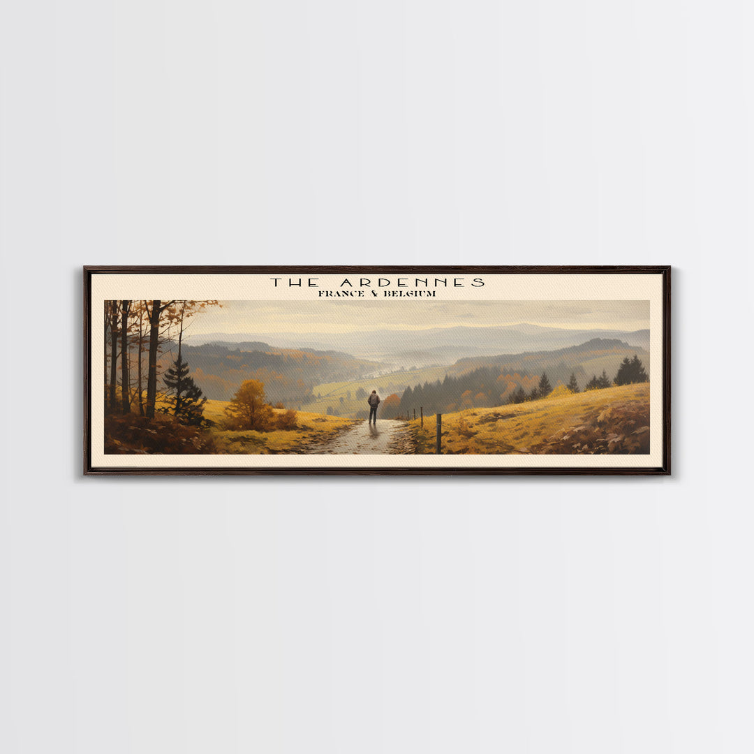 The Ardennes COUNTRY Travel Poster Print, Framed Canvas Print, COUNTRY Travel Art, Wood Framed Art, Wall Hanging, Home Decor