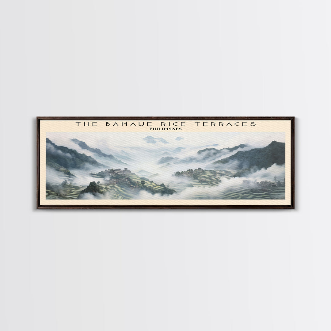 The Banaue Rice Terraces Retro Style Travel Poster - Framed Canvas Print - COUNTRY Travel Decor | Vintage Style Home Decor - Travel Print - Wall Art