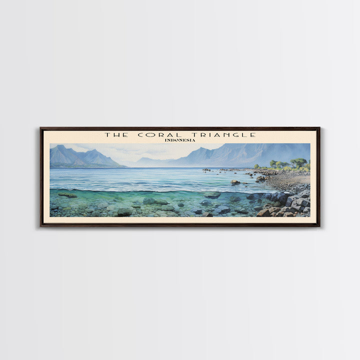 The Coral Triangle Travel Art Framed Canvas Print, COUNTRY Wall Decor, Home Decor, Travel Poster, Vintage Wall Art, Watercolor Painting