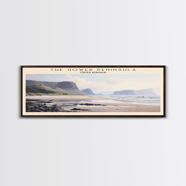 The Gower Peninsula Framed Canvas Print Travel Poster | Wall Art | Home Decor | Gift For Travel Lover | Wall Hanging | Original Art