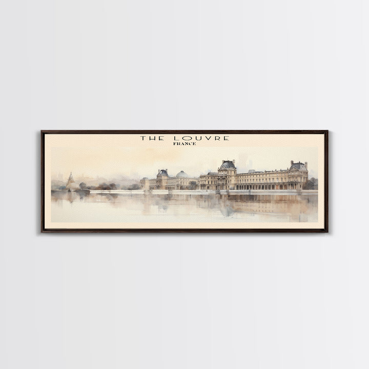 The Louvre Travel Art Framed Canvas Print, COUNTRY Wall Decor, Home Decor, Travel Poster, Vintage Wall Art, Watercolor Painting