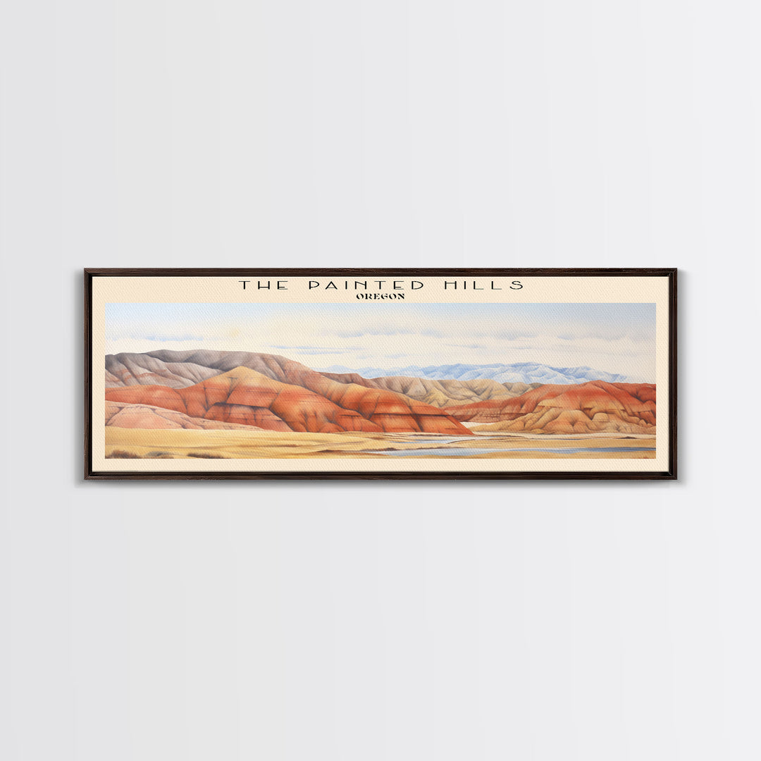 The Painted Hills Retro Style Travel Poster - Framed Canvas Print - COUNTRY Travel Decor | Vintage Style Home Decor - Travel Print - Wall Art