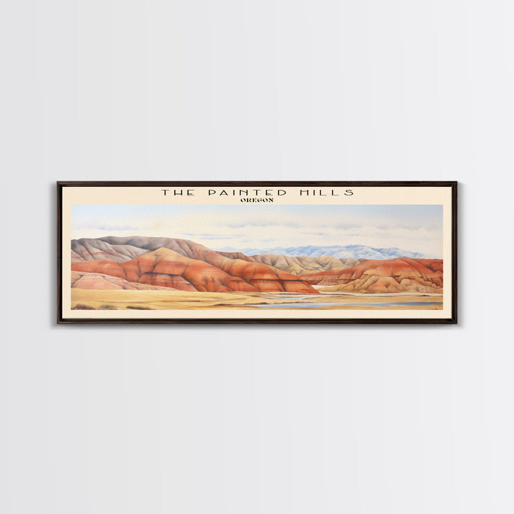 The Painted Hills Retro Style Travel Poster - Framed Canvas Print - COUNTRY Travel Decor | Vintage Style Home Decor - Travel Print - Wall Art